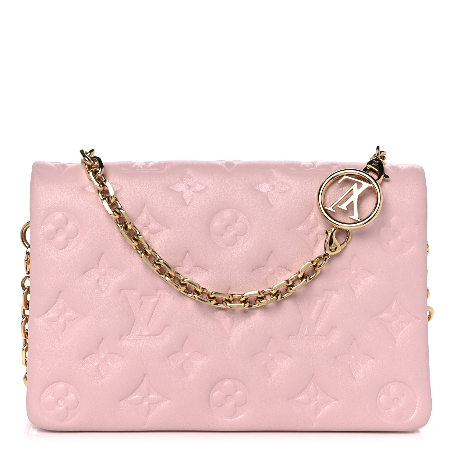 Louis Vuitton LOUIS VUITTON Lambskin Embossed Monogram Pochette Coussin Rose 1 of 9