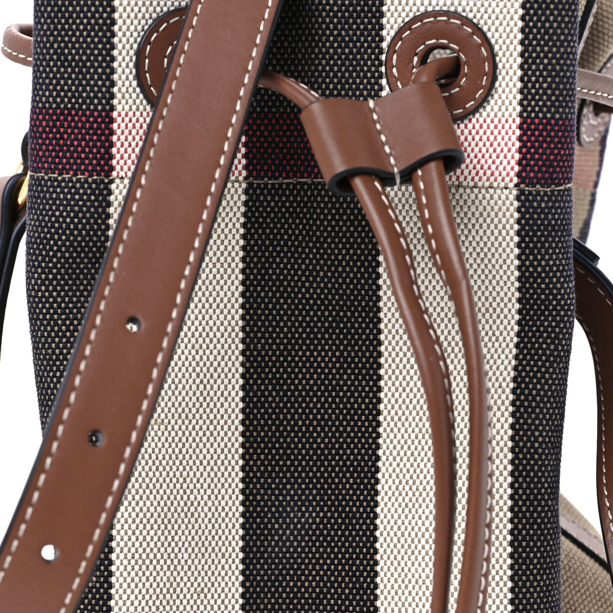 Burberry Giant Check Canvas Small Bucket Bag Taupe Brown 9 of 11