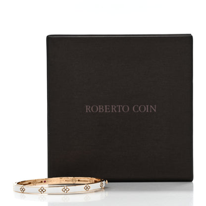 Roberto Coin 18K Rose Gold Diamond Enamel Love in Verona Bangle Bracelet White 5 of 5