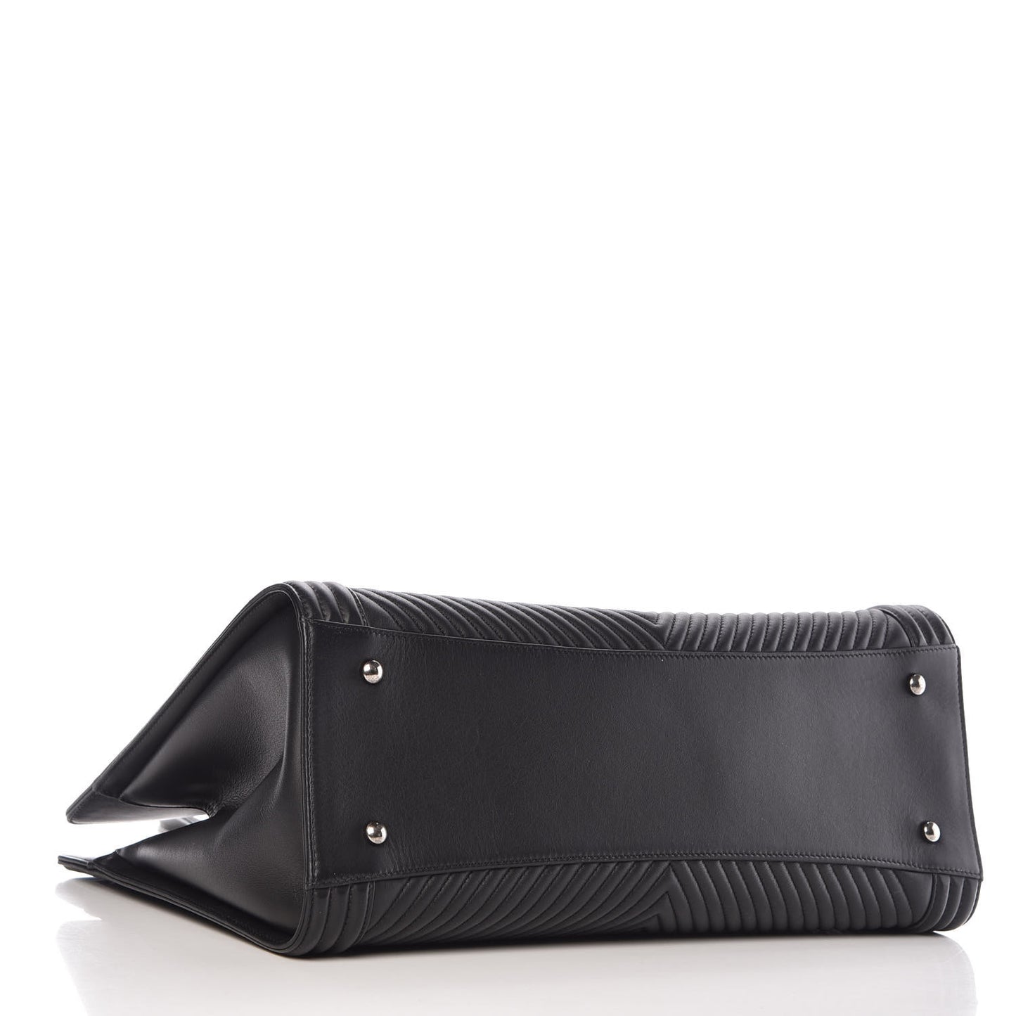 Calfskin Chevron Quilted Boy Shopping Tote Black
