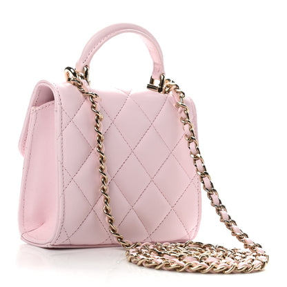 Chanel Lambskin Quilted Top Handle Clutch With Chain Light Pink 3 of 10