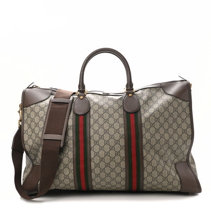 Gucci Soft GG Supreme Monogram Textured Dollar Calfskin Web Large Ophidia Carry-On Duffle Bag Beige Ebony New Acero 1 of 10