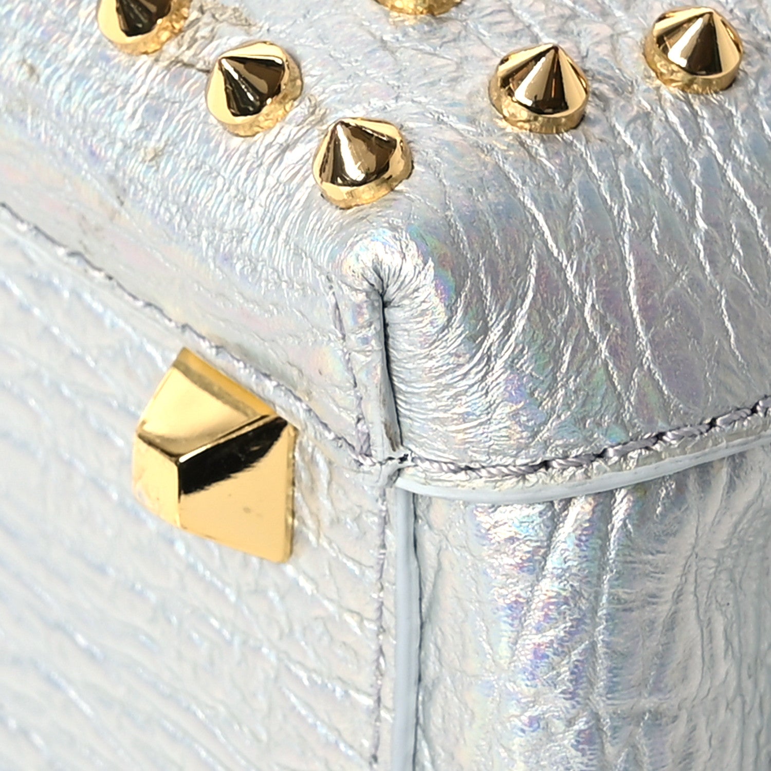 MCM Calfskin Pearls Studded Mini Milla Tote White Flake 11 of 15