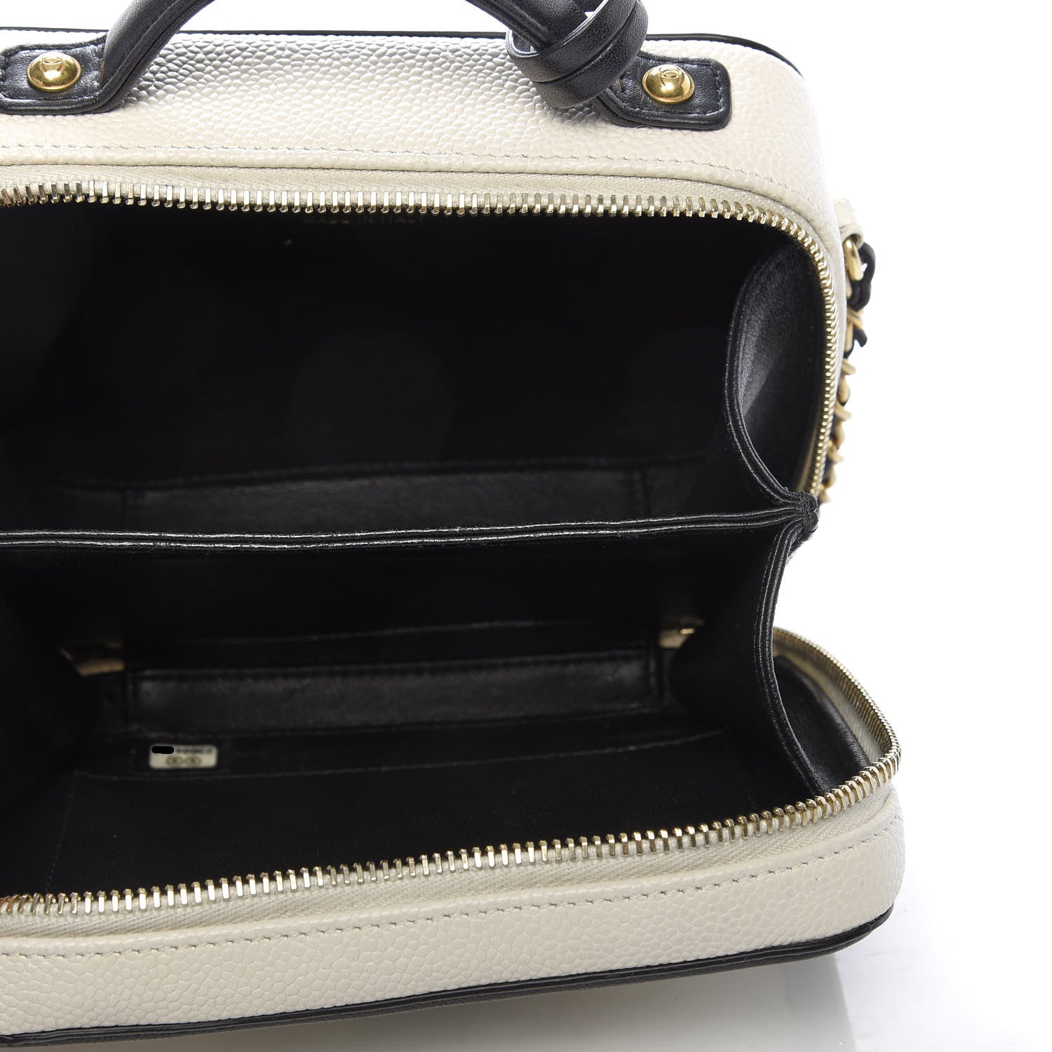 Chanel Caviar Quilted Small CC Filigree Vanity Case White Black 5 of 9