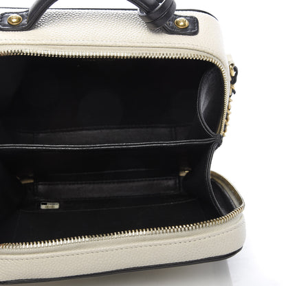 Chanel Caviar Quilted Small CC Filigree Vanity Case White Black 5 of 9