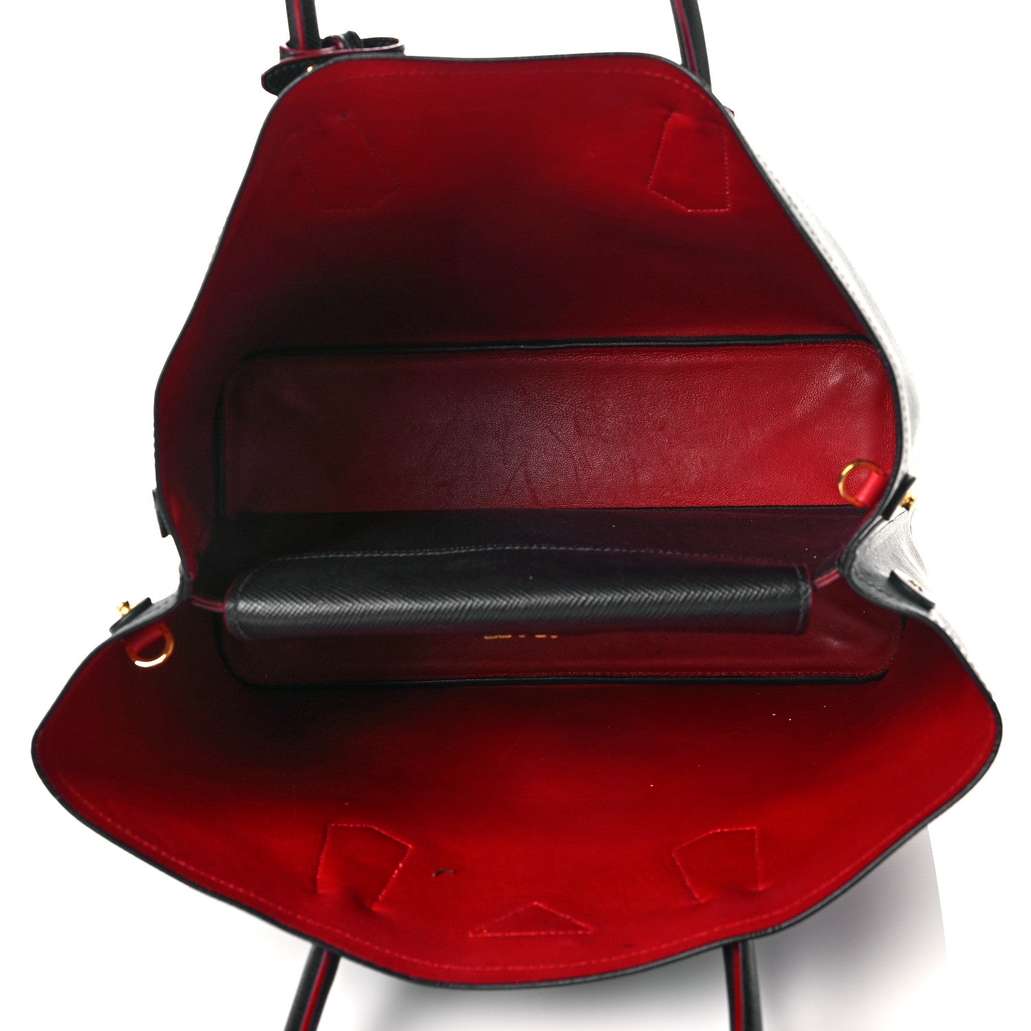 Prada Saffiano Cuir Large Double Bag Black Fuoco 5 of 12