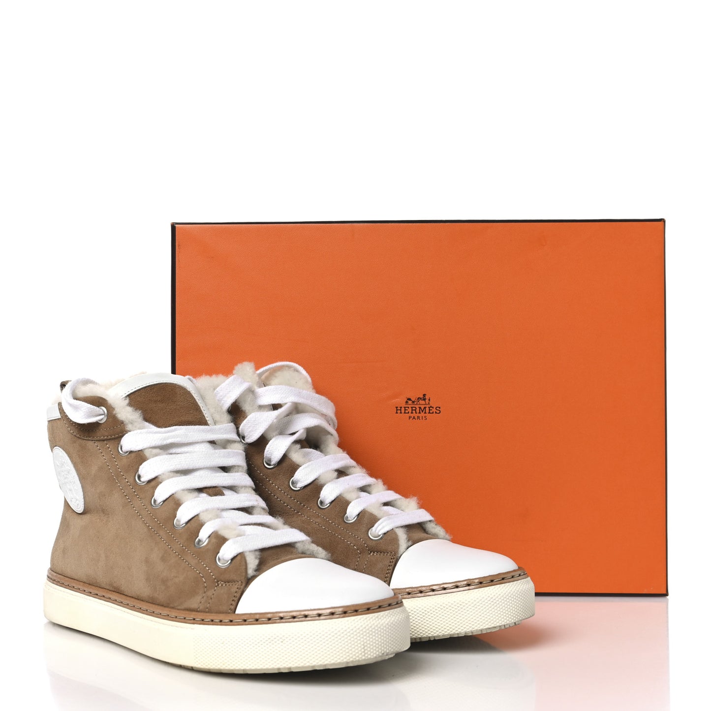 Suede Shearling Womens Jimmy High Top Sneakers 38 Camel