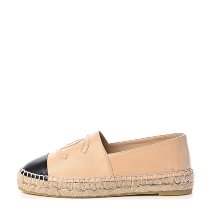 Chanel Lambskin CC Espadrilles 36 Beige Black 1 of 12