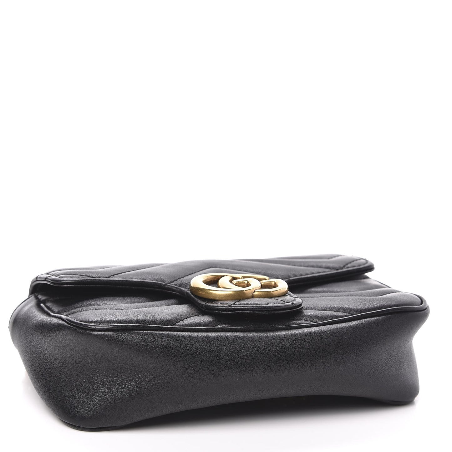 Calfskin Matelasse Super Mini GG Marmont Shoulder Bag Black