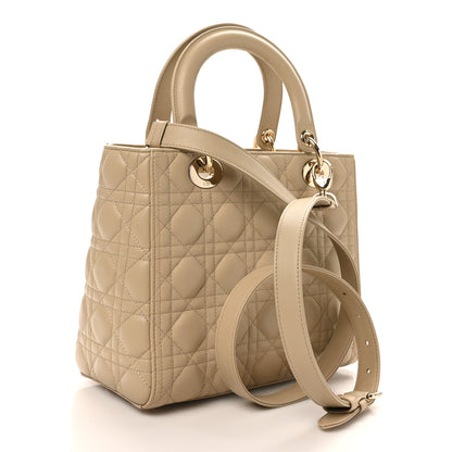 Christian Dior Lambskin Cannage Medium Lady Dior Sand 3 of 10