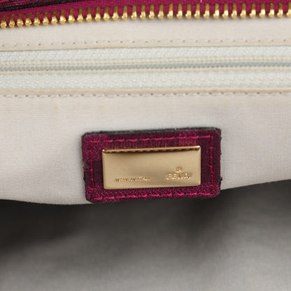 Fendi Zucca Spalmati Floral Embroidered Large Roll Tote Purple 6 of 9