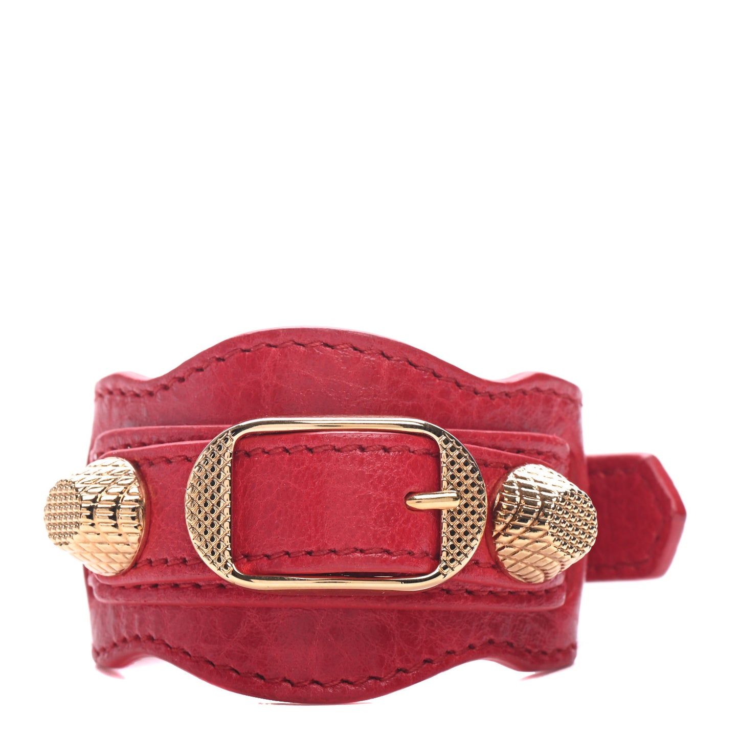 Agneau Arena Giant 12 Gold Hardware Bracelet Rouge Coquelicot