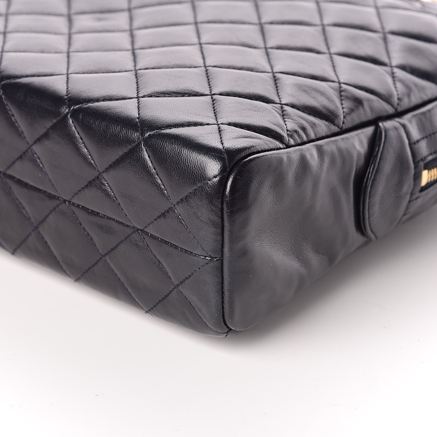 Chanel Lambskin Quilted Shoulder Bag Navy Blue 10 of 11