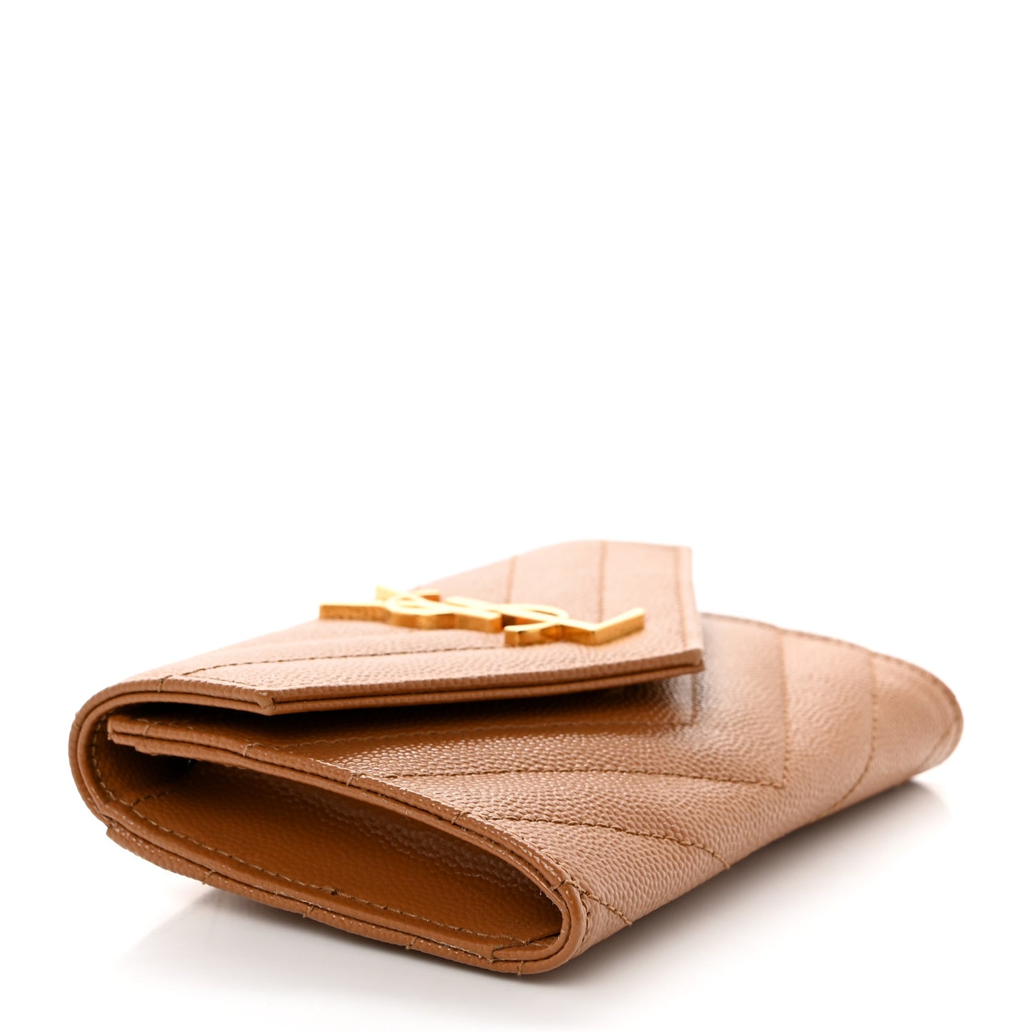 Grain De Poudre Matelasse Chevron Small Monogram Envelope Wallet Natural Dark