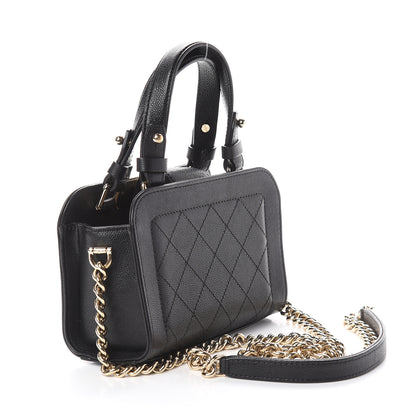 Chanel Grained Calfskin Stitched Mini Label Click Shopper Tote Black 2 of 8