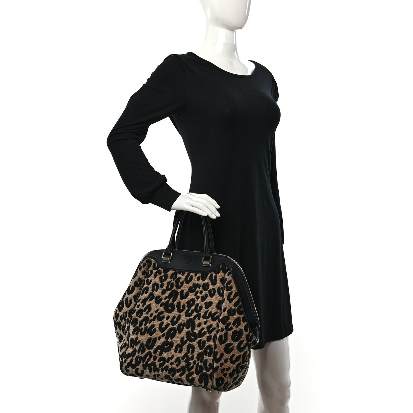Jacquard Velvet Leopard Print Stephen Sprouse North South Bag Black