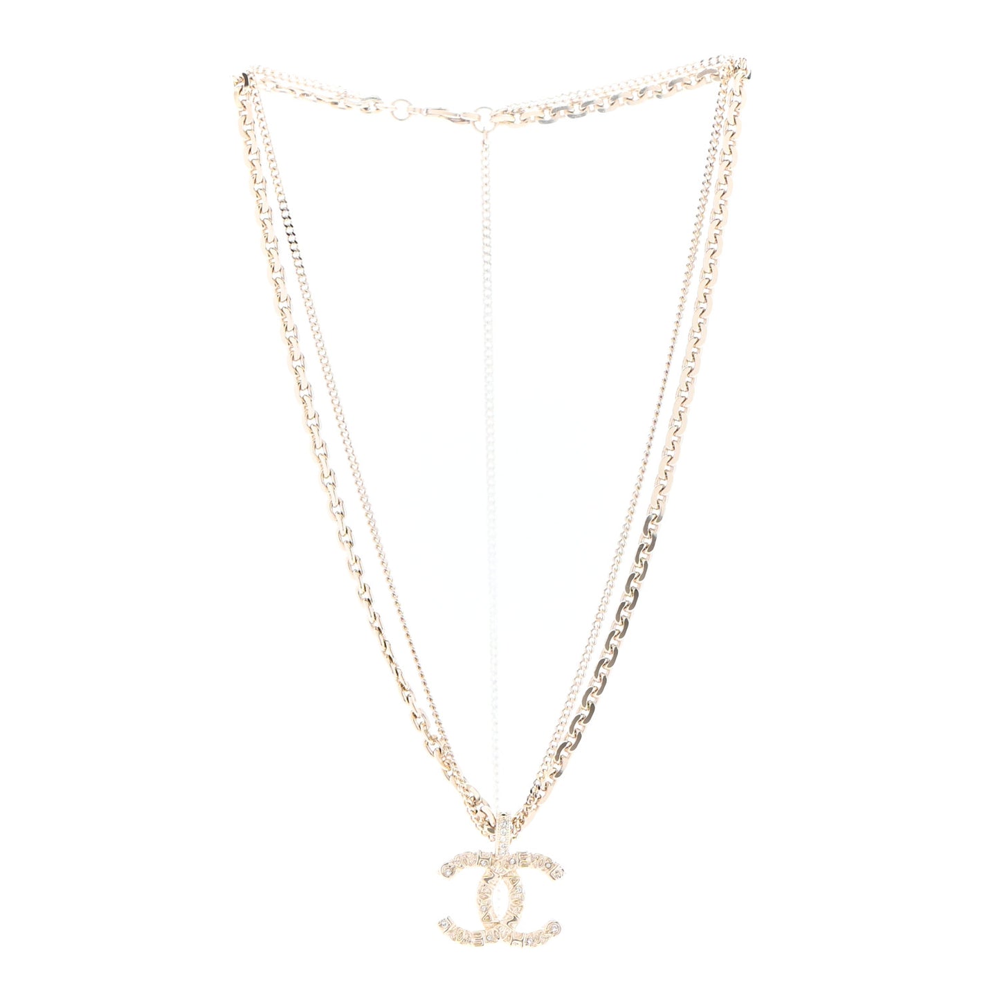 Crystal CC Multi Strand Chain Necklace Gold