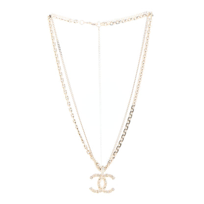 Chanel Crystal CC Multi Strand Chain Necklace Gold 3 of 5