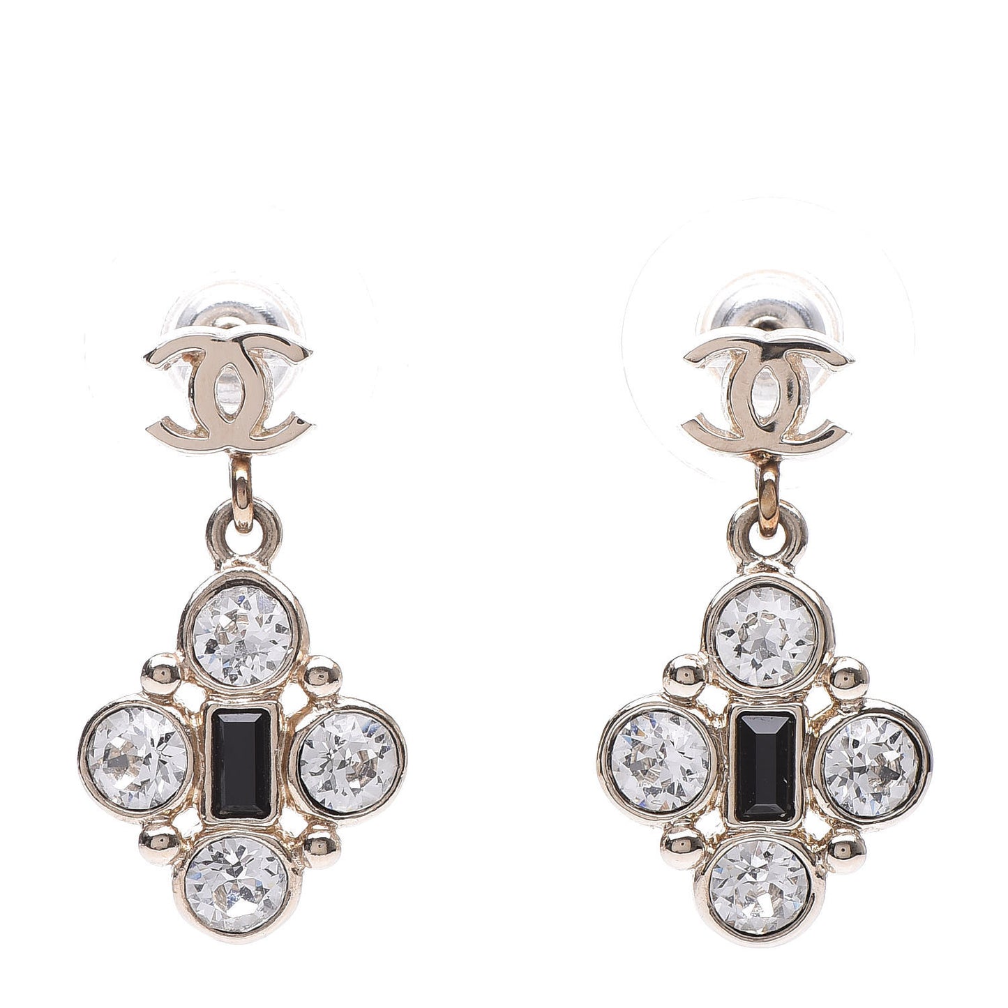 Crystal CC Drop Earrings Gold