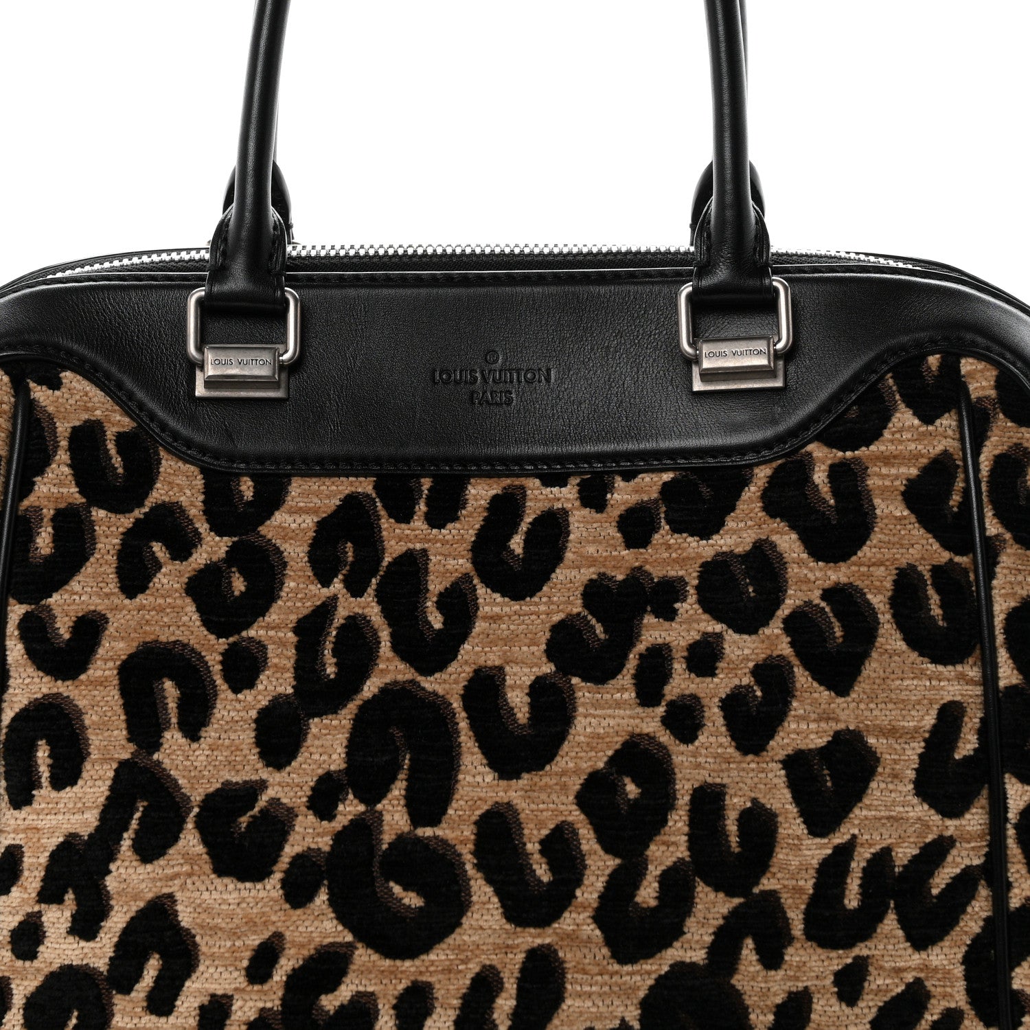 Louis Vuitton Jacquard Velvet Leopard Print Stephen Sprouse North South Bag Black 9 of 11