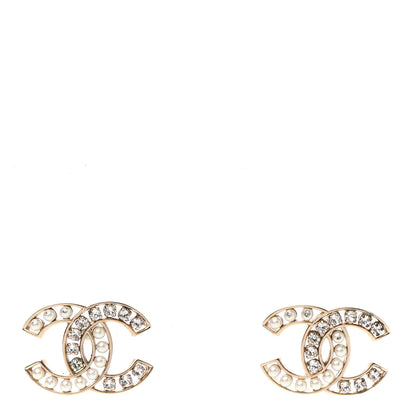 Chanel Crystal Pearl CC Earrings Gold 2 of 8