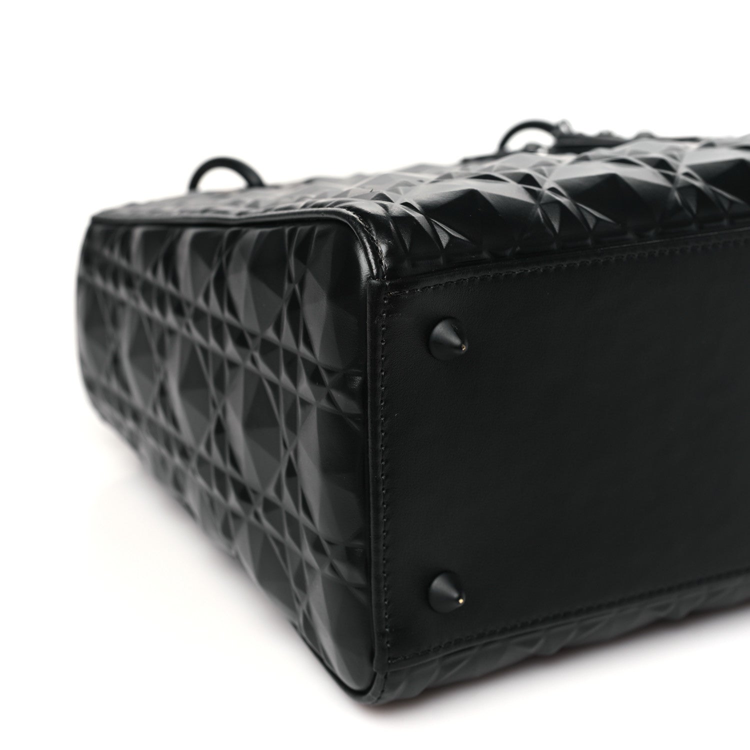 Christian Dior Calfskin Cannage Diamond Cannage Medium Lady Dior Black 9 of 10