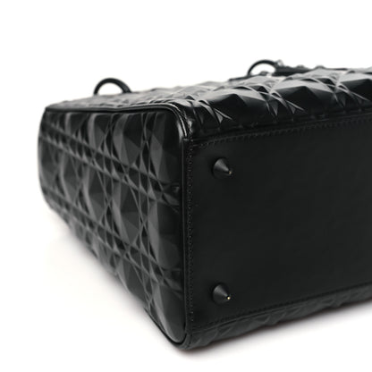 Christian Dior Calfskin Cannage Diamond Cannage Medium Lady Dior Black 9 of 10