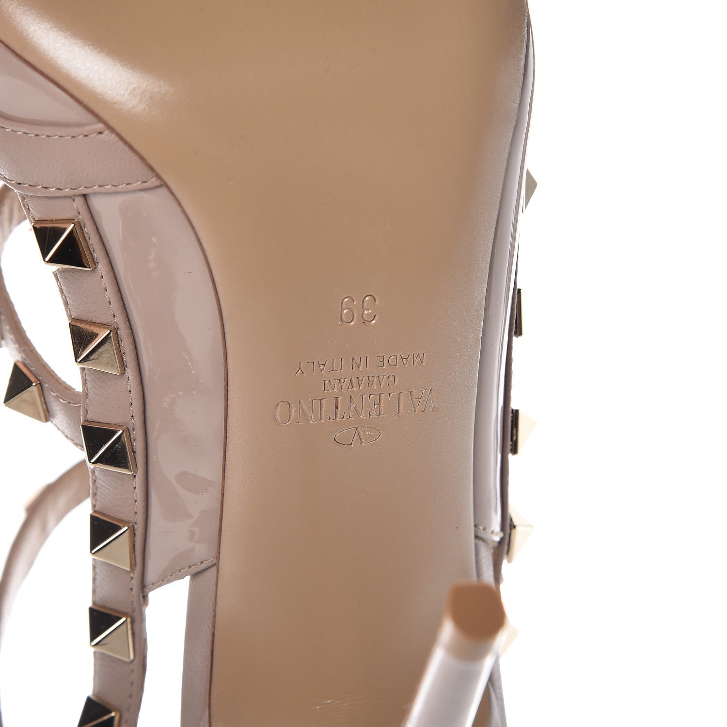 Valentino Garavani Patent Rockstud Ankle Strap Pumps 39 Poudre 6 of 9
