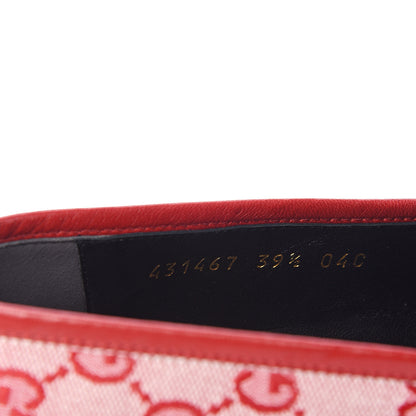 Gucci Canvas GG Monogram Horsebit Womens Jordaan Loafers 39.5 Gardenia Hibiscus Red 10 of 11
