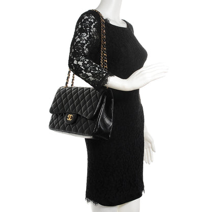 Chanel Lambskin Quilted Jumbo Double Flap Black 2 of 8