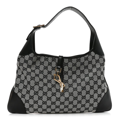 Gucci Monogram Lobster Clasp Jackie O Hobo Beige Black 1 of 10