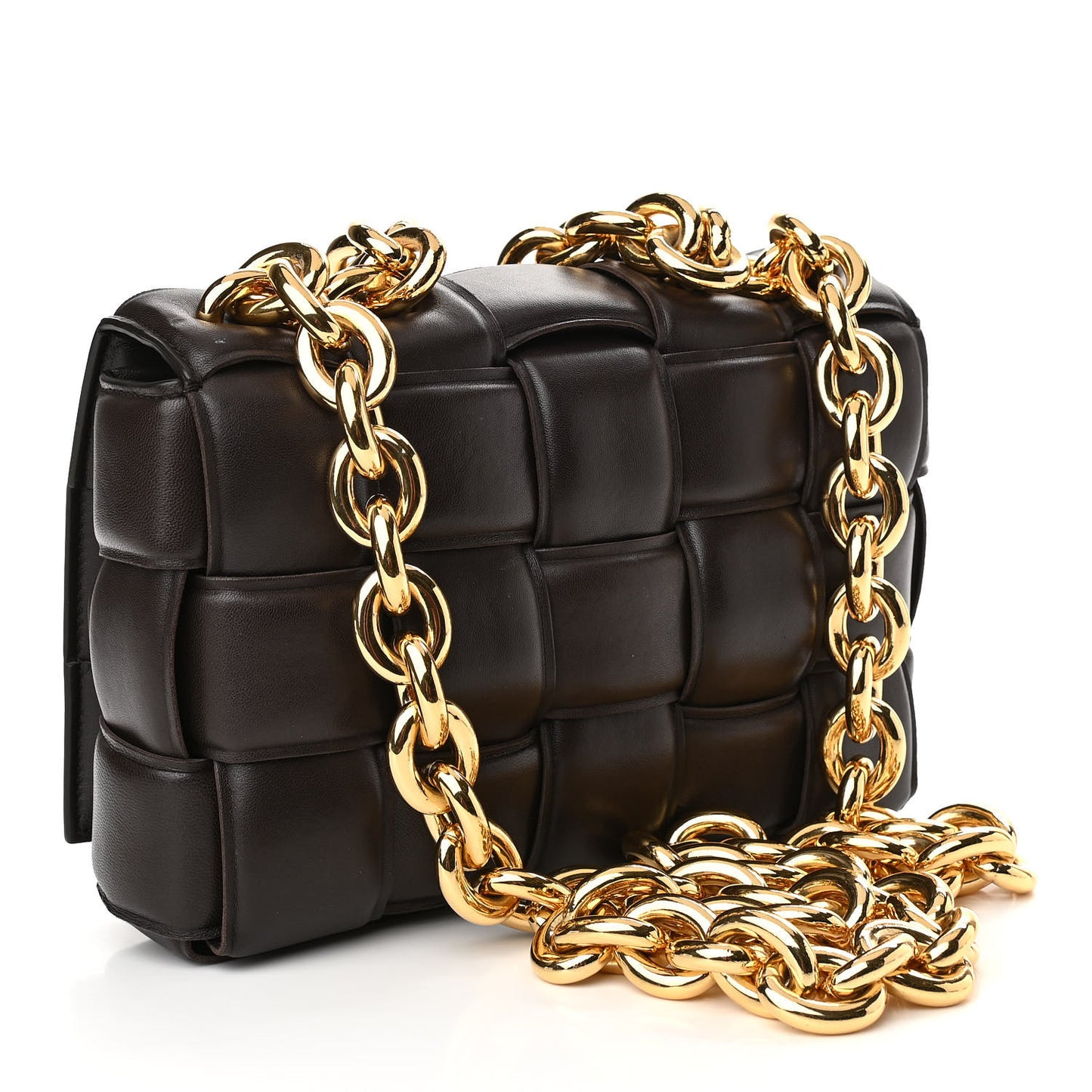 Lambskin Maxi Intreccio Padded Chain Cassette Crossbody Bag Black