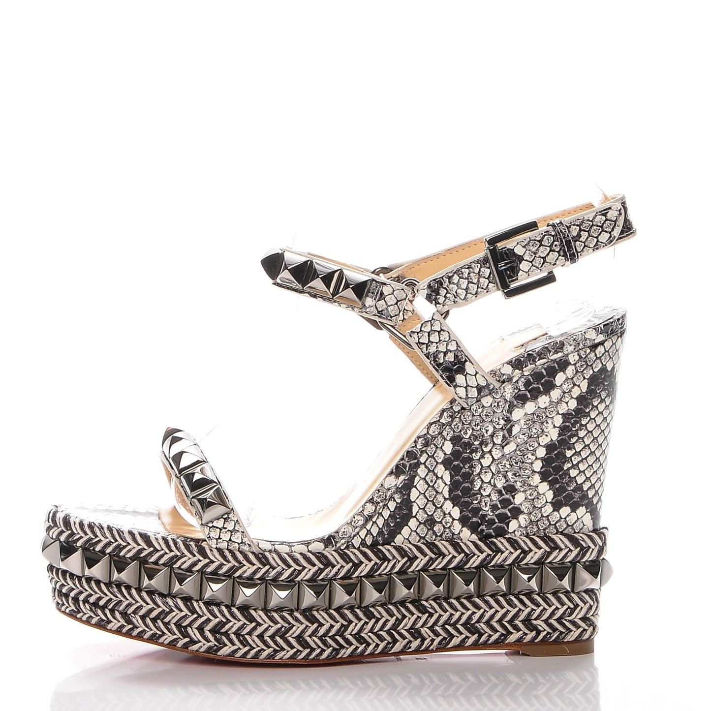 Watersnake Print Cataclou 120 Wedge Sandals 36 Roccia Gun Metal