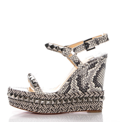 Christian Louboutin Watersnake Print Cataclou 120 Wedge Sandals 36 Roccia Gun Metal 1 of 8
