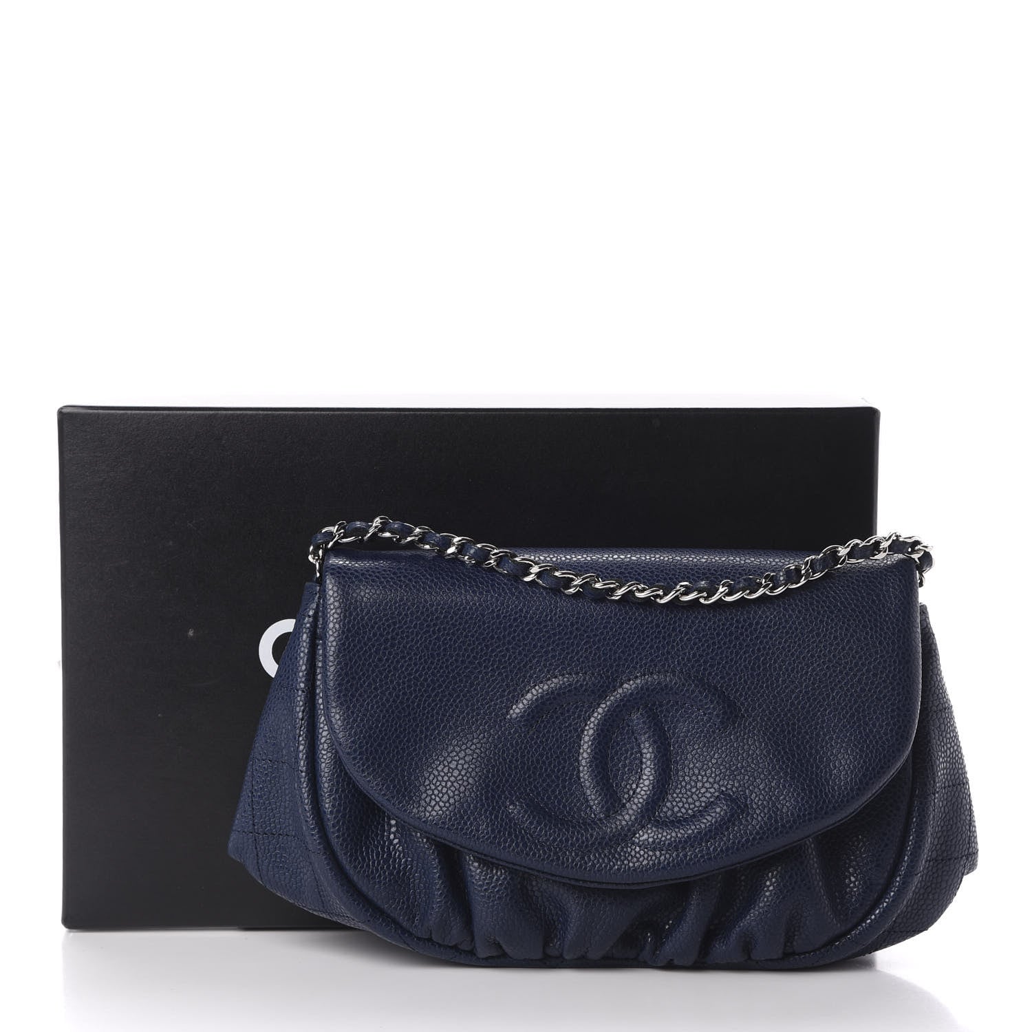 Chanel Caviar Half Moon Wallet On Chain WOC Navy 12 of 12