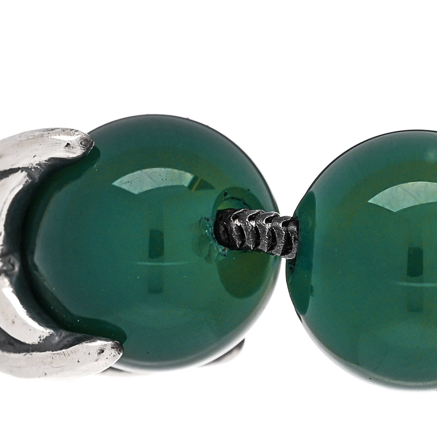 David Yurman Sterling Silver Green Onyx 10mm Spiritual Beads Bracelet 5 of 5
