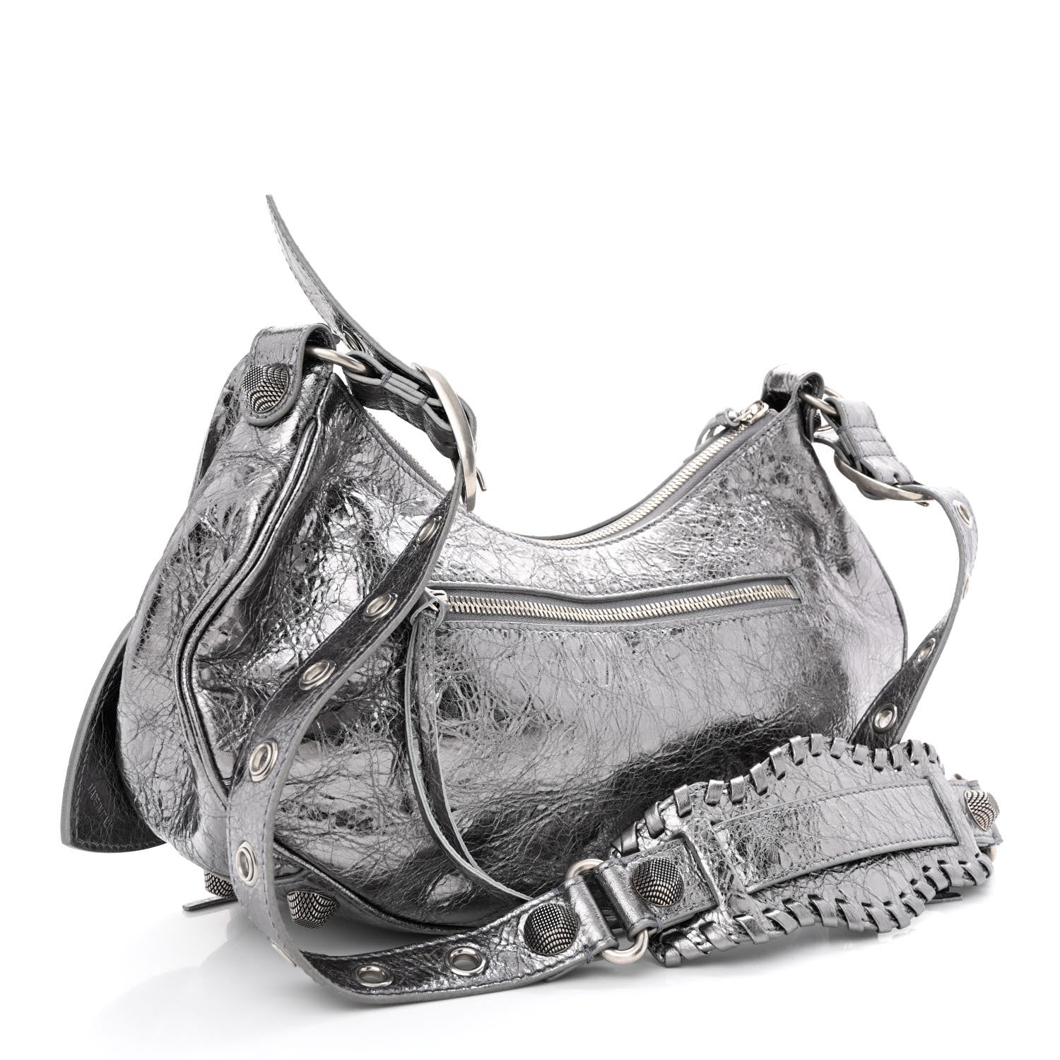Balenciaga Metallic Agneau Arena Small Le Cagole Shoulder Bag Silver 3 of 10