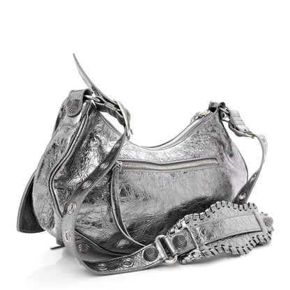 Balenciaga Metallic Agneau Arena Small Le Cagole Shoulder Bag Silver 3 of 10