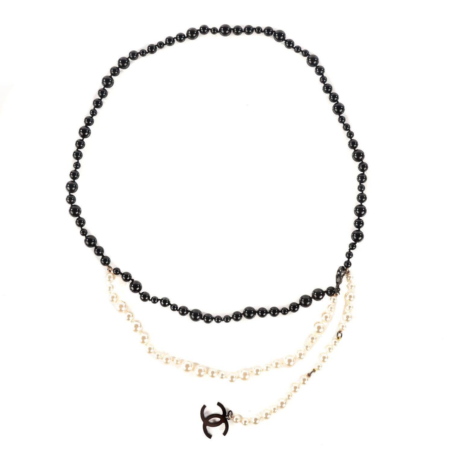 Chanel Pearl Ruthenium CC Belt Black White 1 of 4