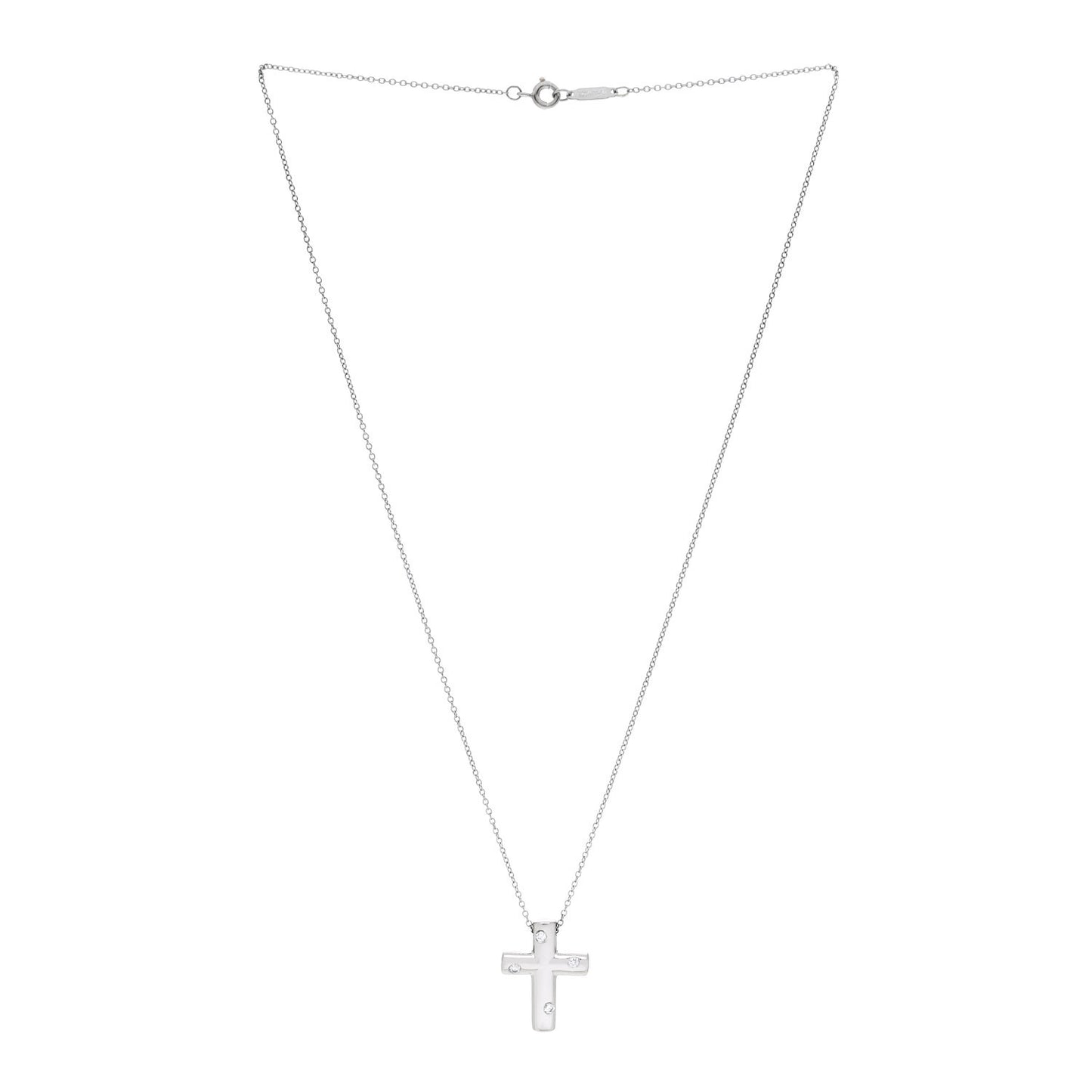 Platinum Diamond Etoile Cross Pendant Necklace