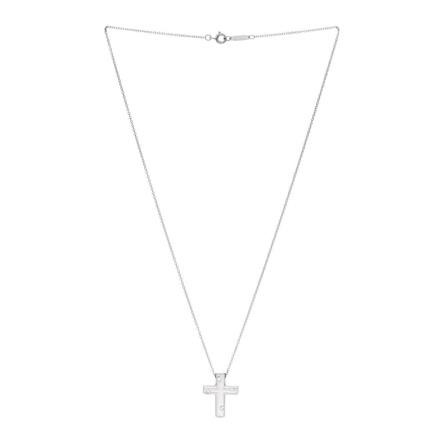 Tiffany Platinum Diamond Etoile Cross Pendant Necklace 3 of 6