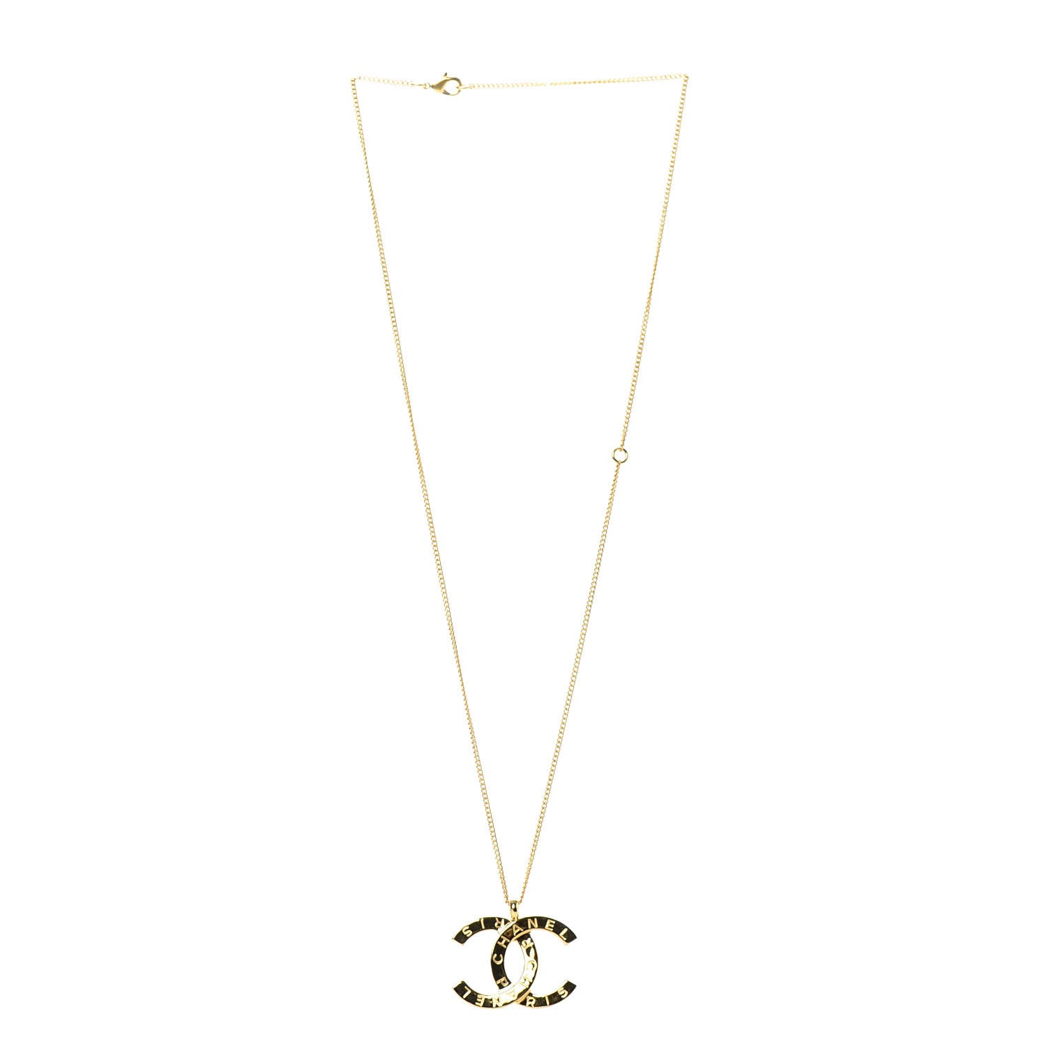 Chanel Metal CC Paris Button Necklace Gold 3 of 5