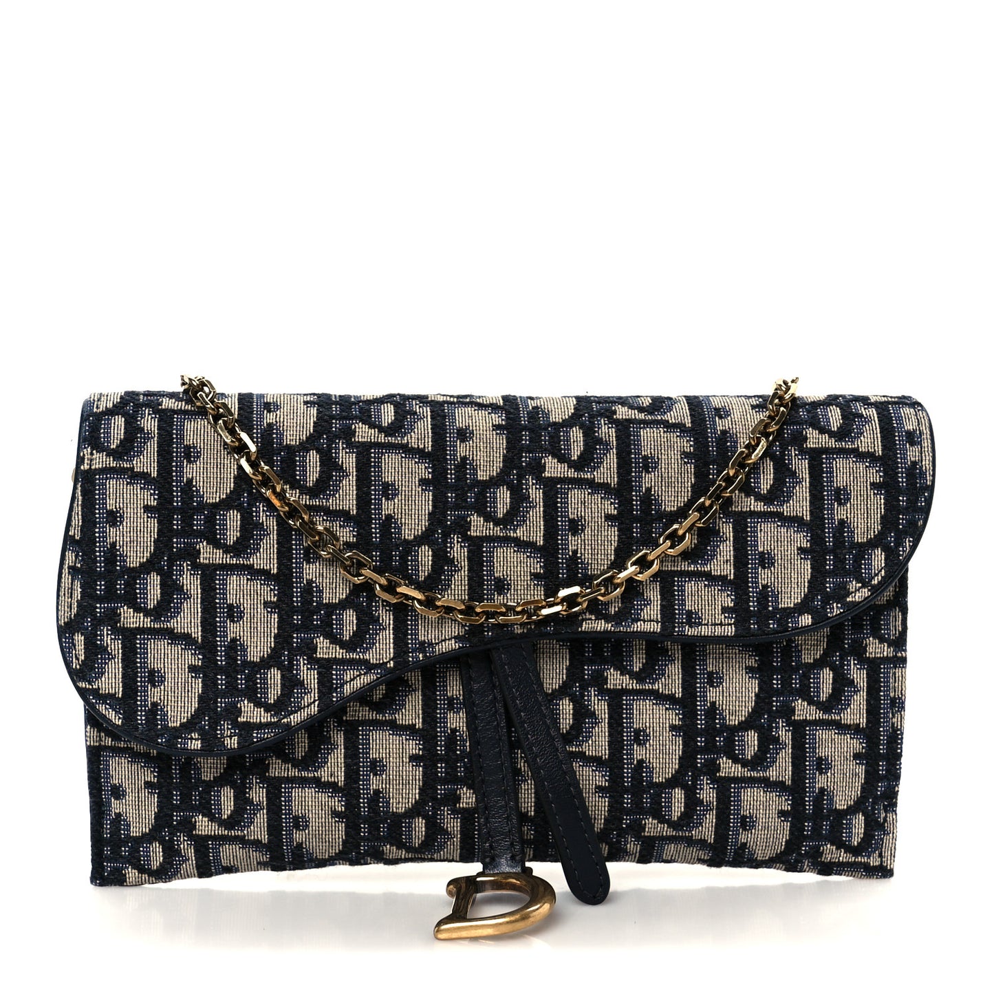 Oblique Saddle Chain Long Wallet Blue