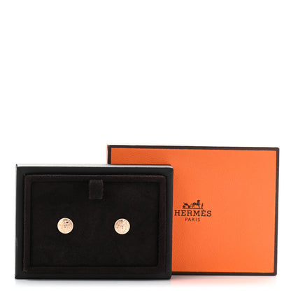 Hermes 18K Rose Gold TPM Ex-Libris Stud Earrings 5 of 5