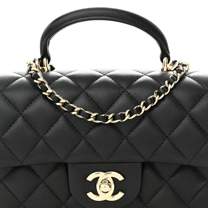 Chanel Lambskin Quilted Mini Top Handle Rectangular Flap Black 9 of 11