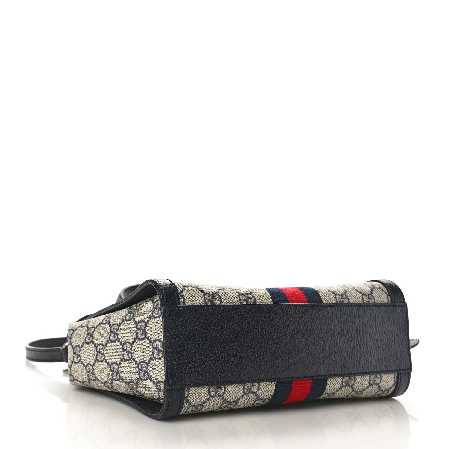 Gucci GG Supreme Monogram Textured Dollar Calfskin Web Small Ophidia Tote Bag Beige Blue 4 of 10