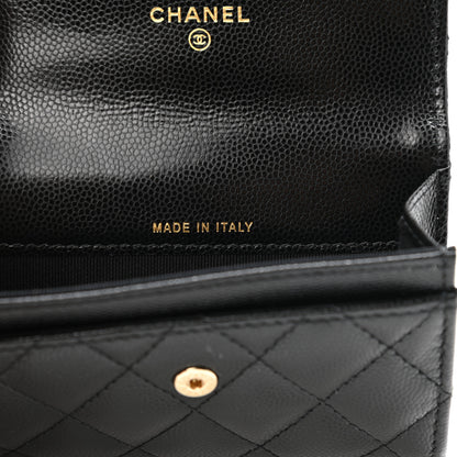 Chanel Caviar Quilted Crystal CC Flap Card Holder Black 7 of 9