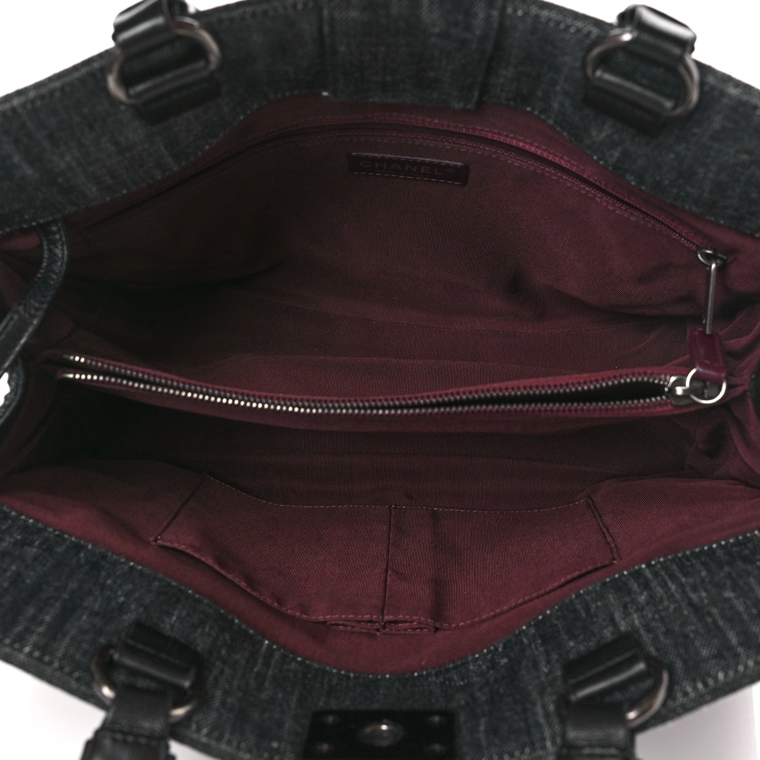 Chanel Denim Quilted Boy Shopping Tote Black 5 of 10