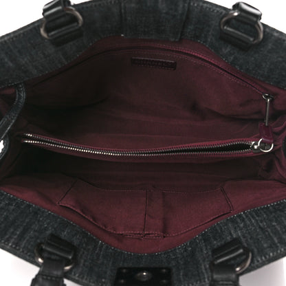 Chanel Denim Quilted Boy Shopping Tote Black 5 of 10
