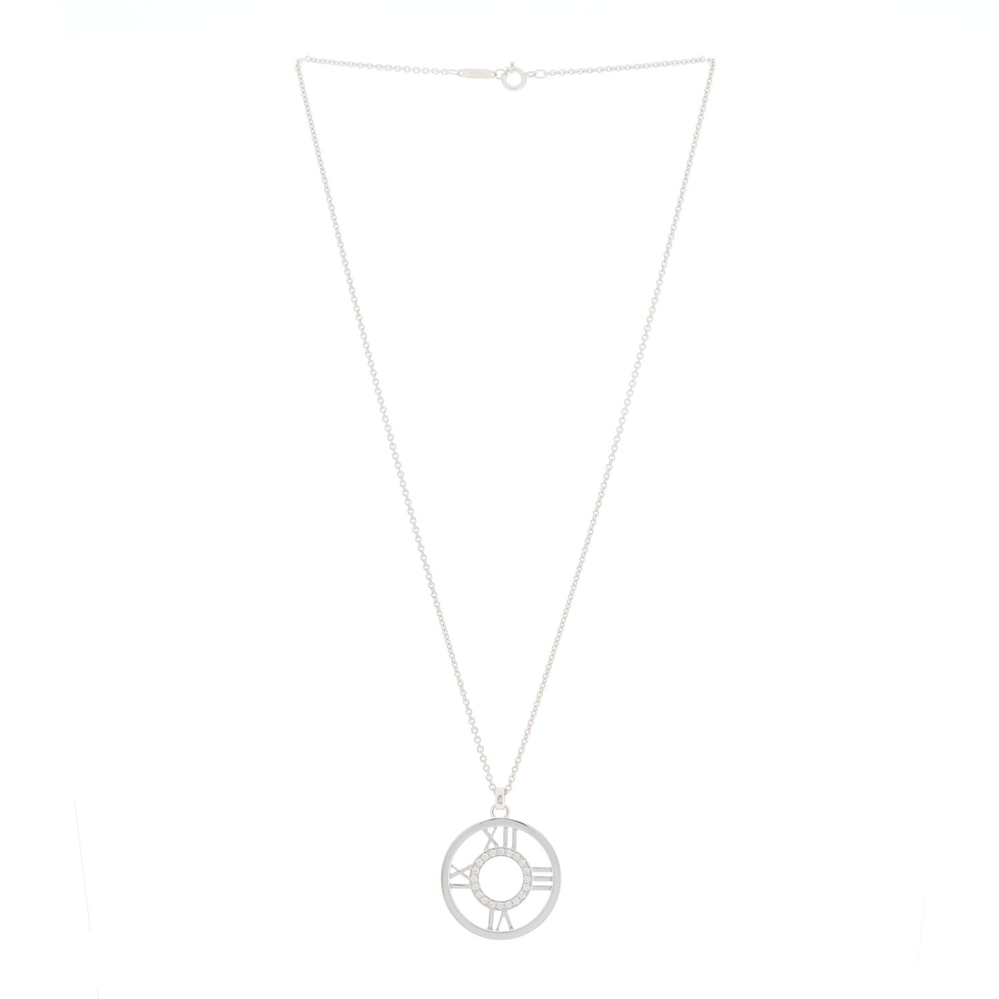 18K White Gold Diamond Medium Atlas Open Pendant Necklace